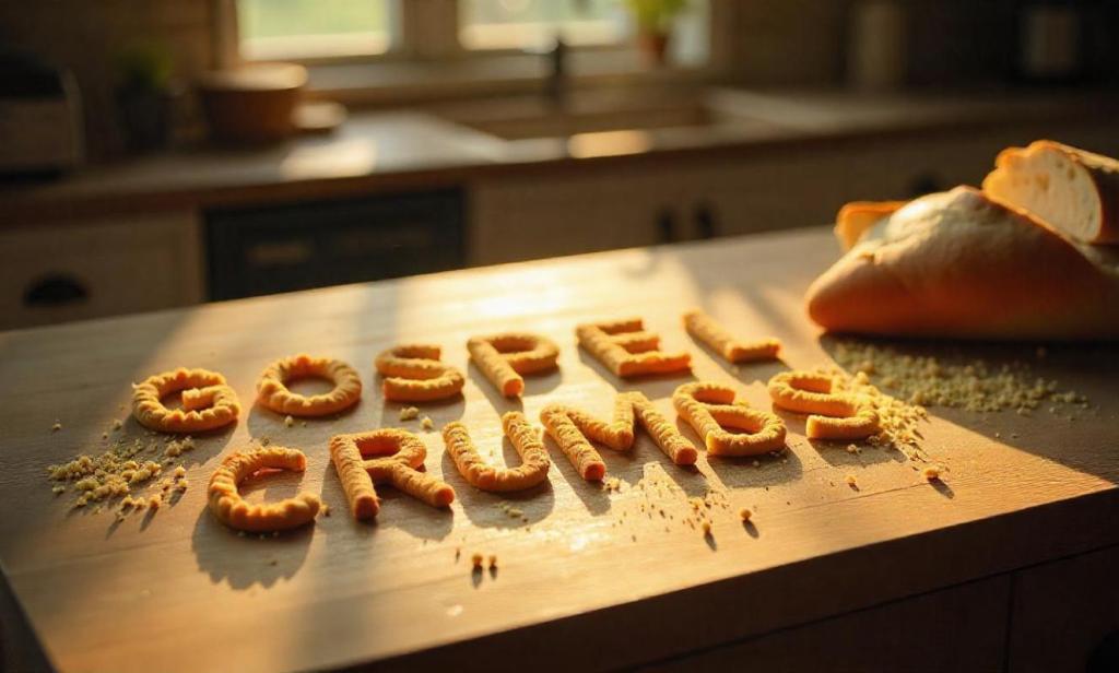 Picture of crumbs on a table and the wording Gospel Crumbs